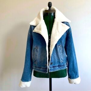 NWT Hollister Sherpa Lined Denim Jacket